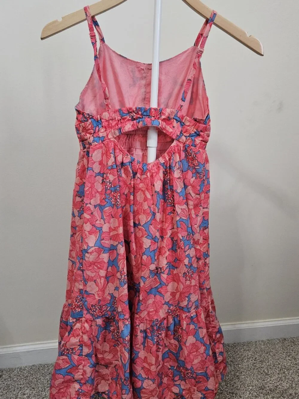 Gap Kids Girls Pink Blue Floral Smocked Maxi Dress Size L